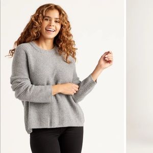 Quince Cashmere Fisherman Sweater in Heather Gray